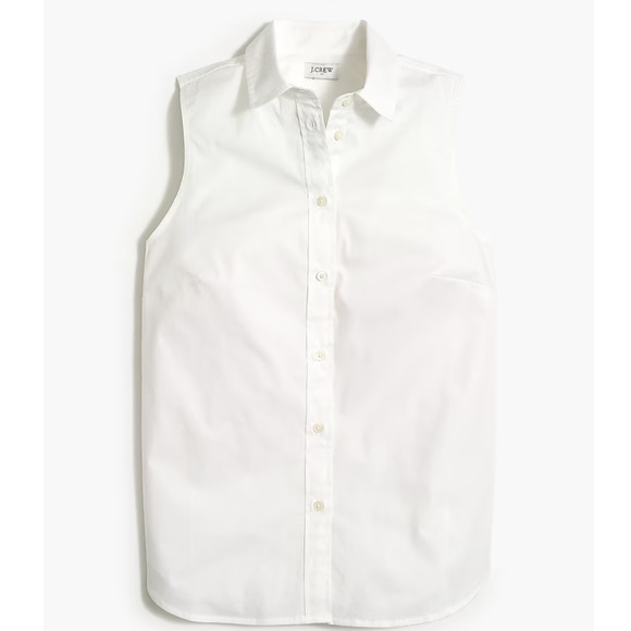 J.Crew Petite Sleeveless Cotton Poplin Shirt White Signature Fit Classic XSP NWT - Picture 3 of 11